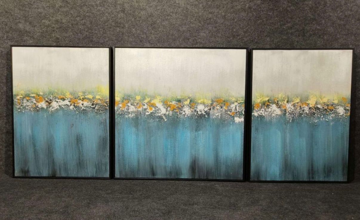 Serenade of Colours 100% Handpainted Wall Painting [ Set of 3 ]