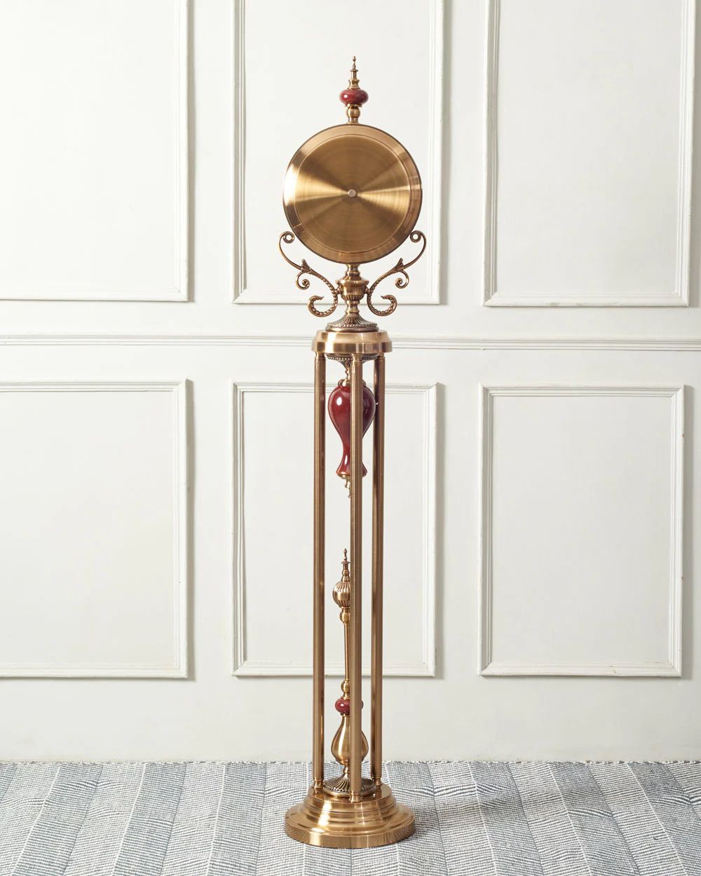 Premium Metal Tripod Gear Standing Wall Clock With Gold Framing For Home Decor