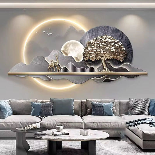 Modern Crystal Wall Decor With LED Light [ 64 x 24 Inches] [ STYLE 7 ]