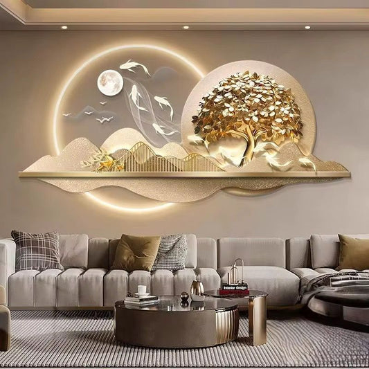 Modern Crystal Wall Decor With LED Light [ 64 x 24 Inches] [ STYLE 8 ]
