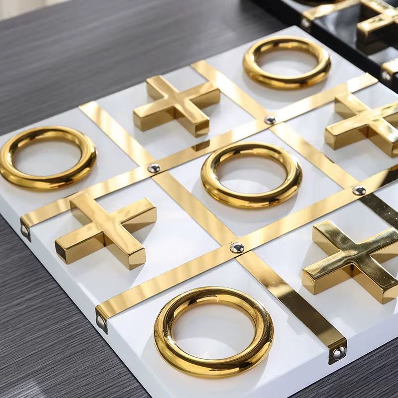 White & Gold Tic Tac Toe Showpiece For Home Decor Style 2