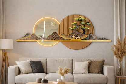 Modern Crystal Wall Art with LED Light - 64 x 24 Inch Size, Crystal and Glass Work - Imported