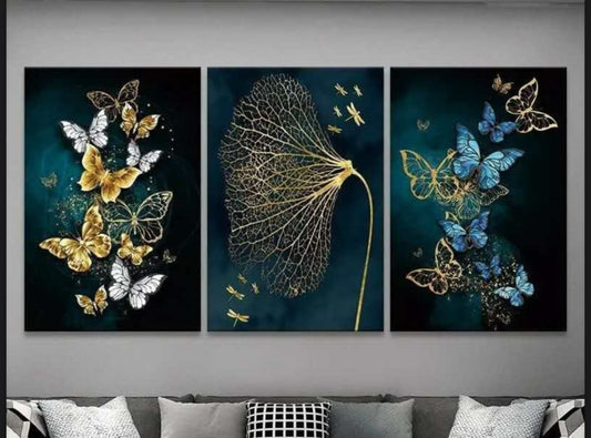 Modern Crystal Wall Paintings With PVC Framing - Set of 3 [Style -10]