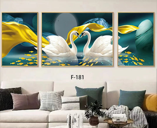 Modern Crystal Wall Paintings With PVC Framing - Set of 3 [Style -20]