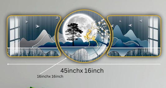 Modern Crystal Wall Paintings With PVC Framing - Set of 3 [Style -34]