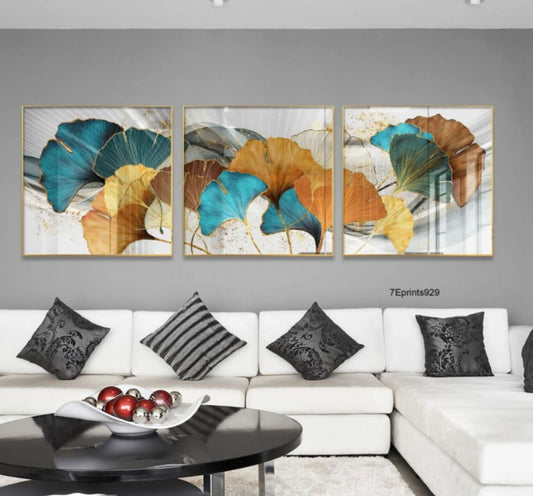 Modern Crystal Wall Paintings With PVC Framing - Set of 3 [Style -6]