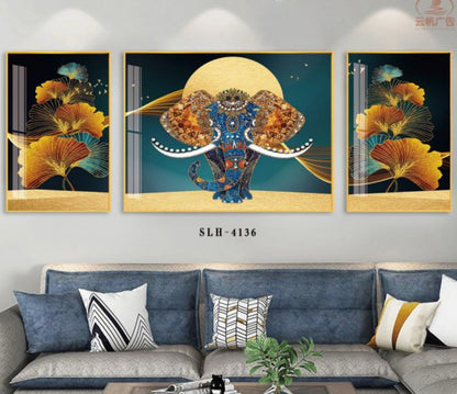 Modern Crystal Wall Paintings With PVC Framing - Set of 3 [Style -19]