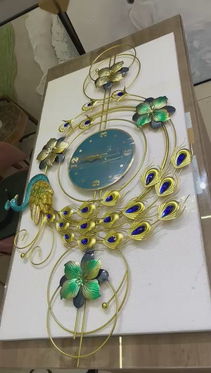 Peacock Metal Wall Clock For Home Decor