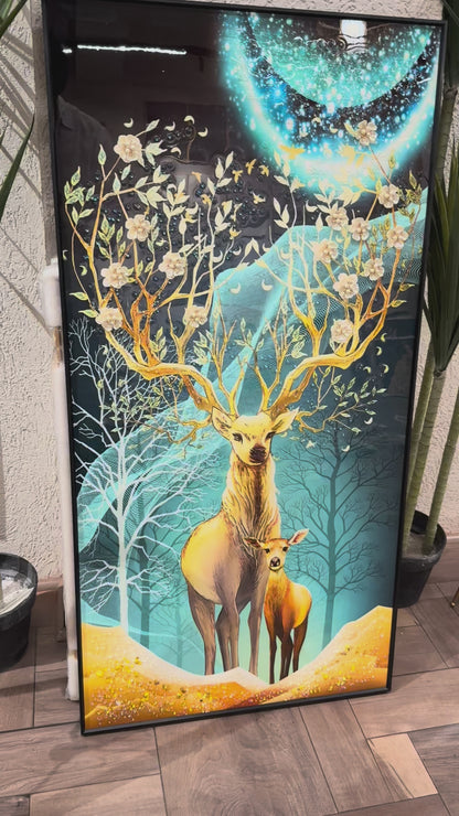 Deer Modern Crystal Glass Painting [ 24 x 48 Inches ] (Copy)