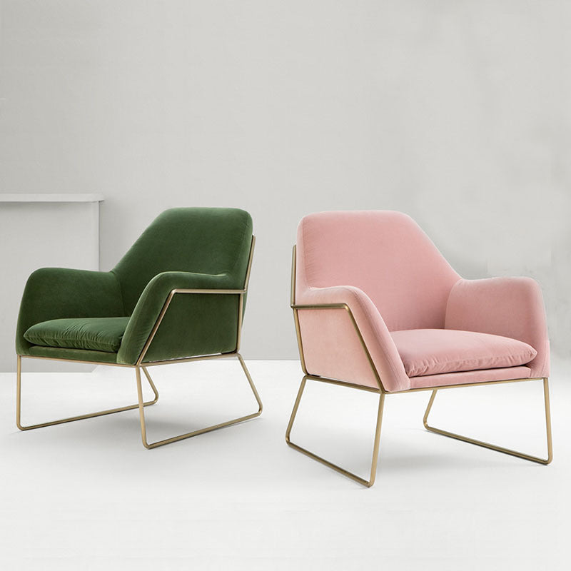 Classic Curved Pink Velvet Lounge Chair
