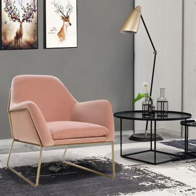 Classic Curved Pink Velvet Lounge Chair