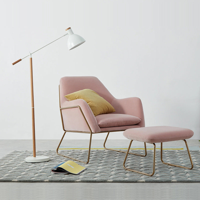 Classic Curved Pink Velvet Lounge Chair