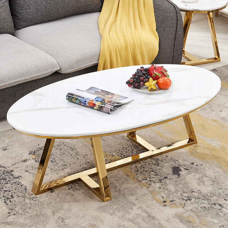 PVD Coated Metal Nesting Centre Tables With Marble Top