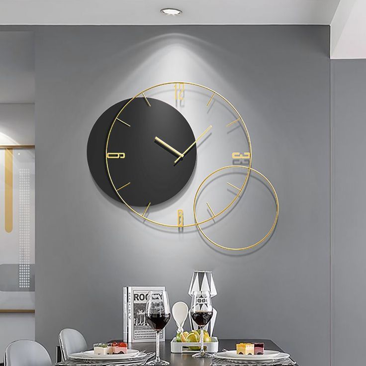 Black Metal Wall Clock - Resilient, Large 60cm x 50cm Design for Living Room & Bedroom
