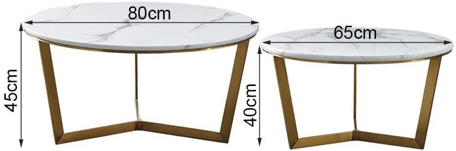 Gold PVD Coated Metal Base With Marble Top Nesting Centre Table