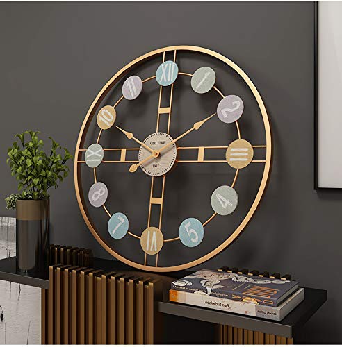 Gold Metal Wall Clock - 24 Inch, Vintage Pattern for Living Room, Bedroom, or Study