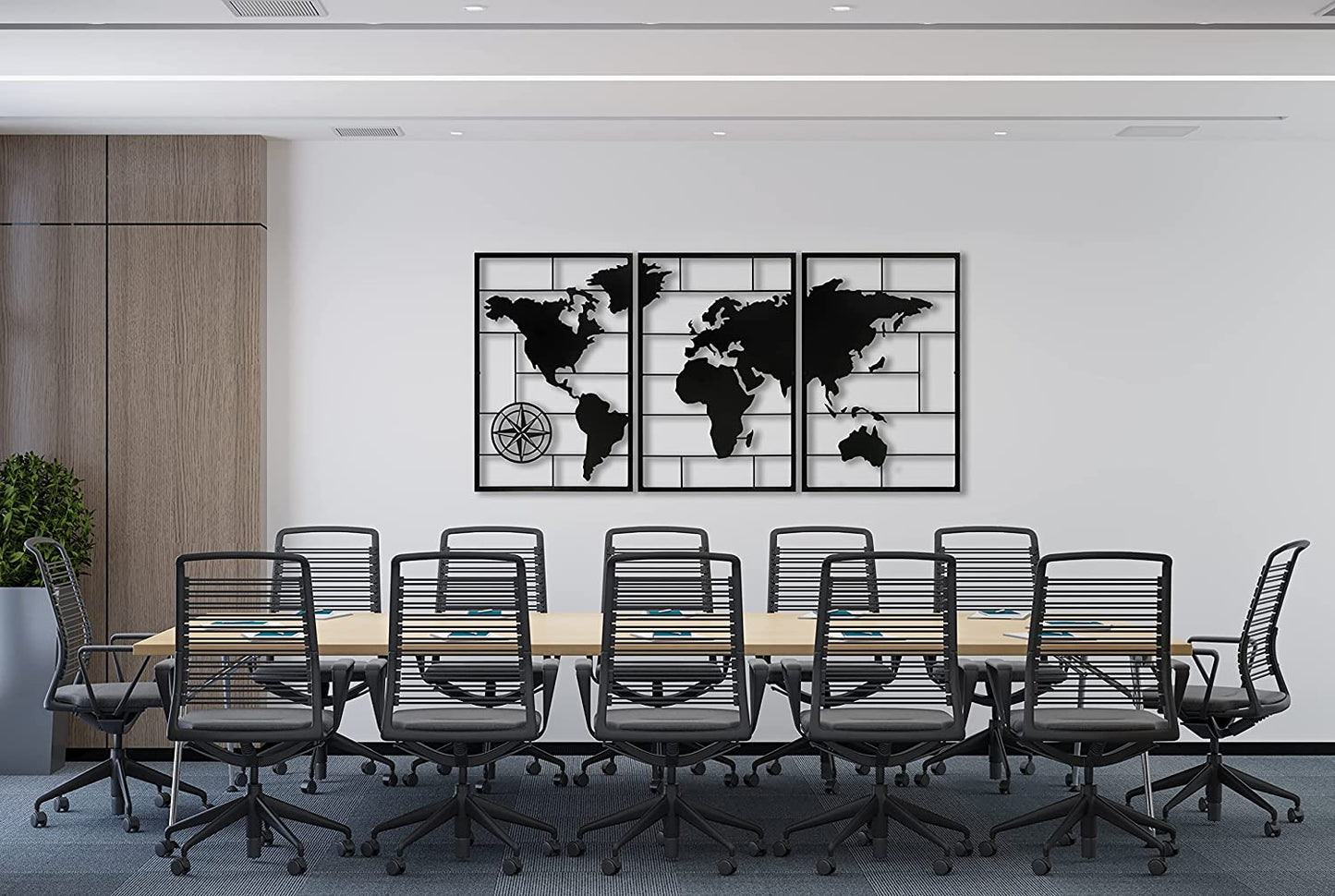Metal World Map Wall Decor For Office