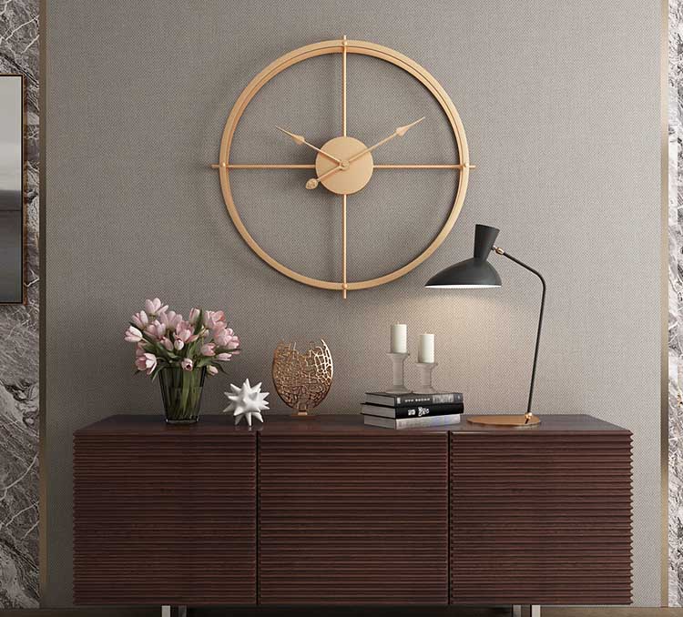 Vintage Golden Round Metal Wall Clock