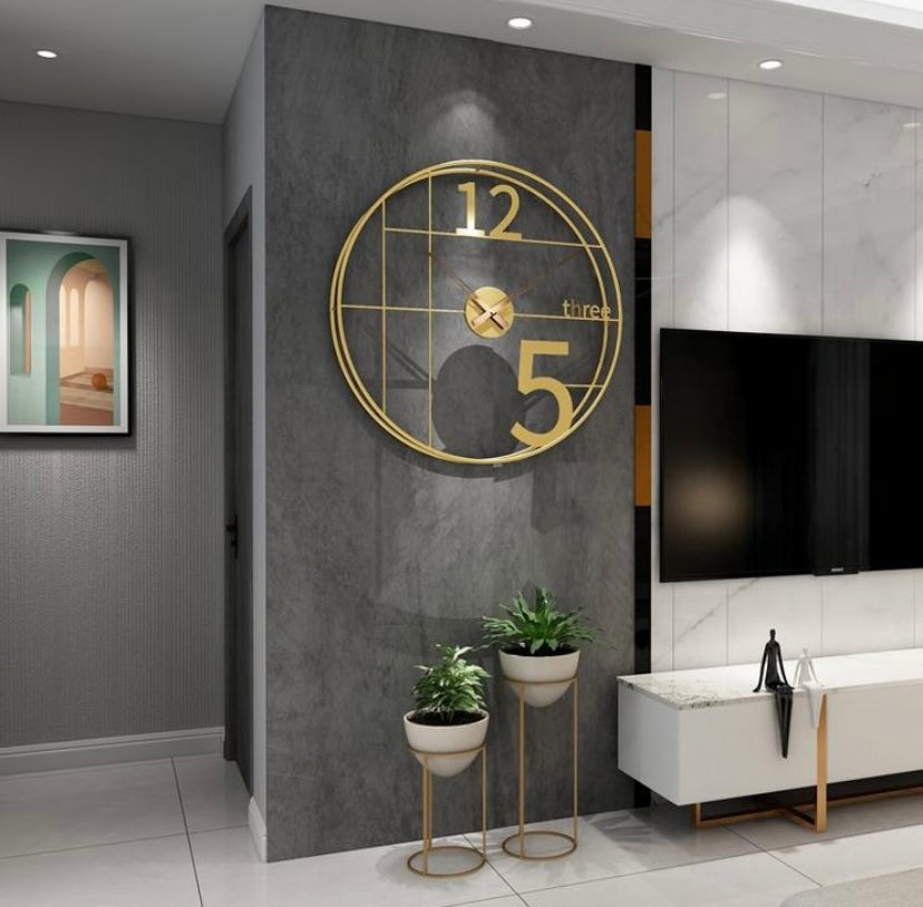 Double Frame Gold Metal Wall Clock