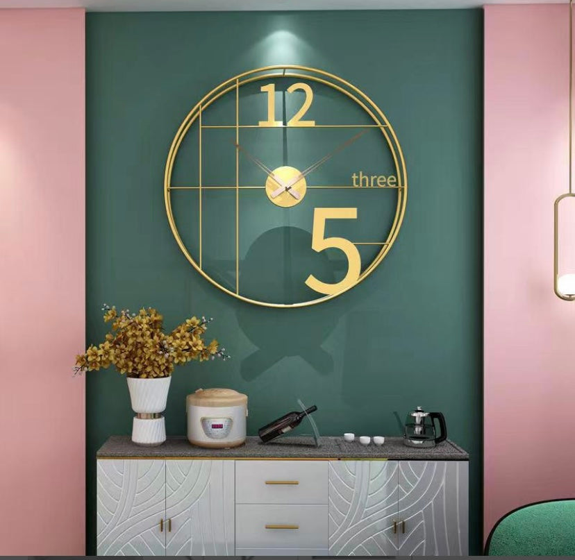 Gold Metal Double Frame Wall Clock - 24 Inch Diameter