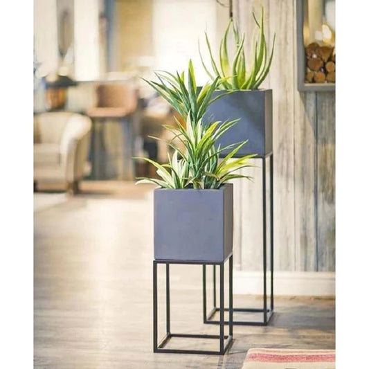 Black & Grey Metal Planter | Set of 2