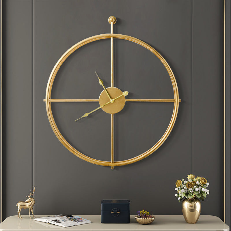 Vintage Golden Round Metal Wall Clock
