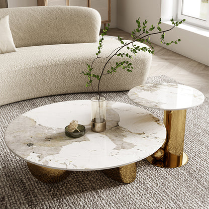 Gold PVD Coated Metal Base With Marble Top Nesting Centre Table