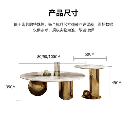 Gold PVD Coated Metal Base With Marble Top Nesting Centre Table