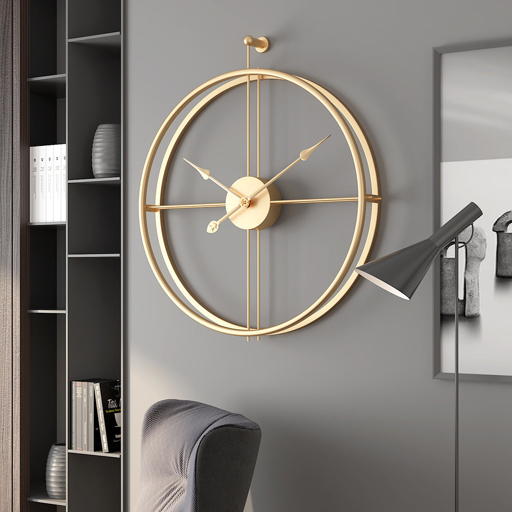 Vintage Golden Round Metal Wall Clock