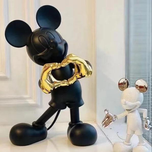 Black Mickey Mouse With Gold PVD Coated Hands Showpiece For Home Decor